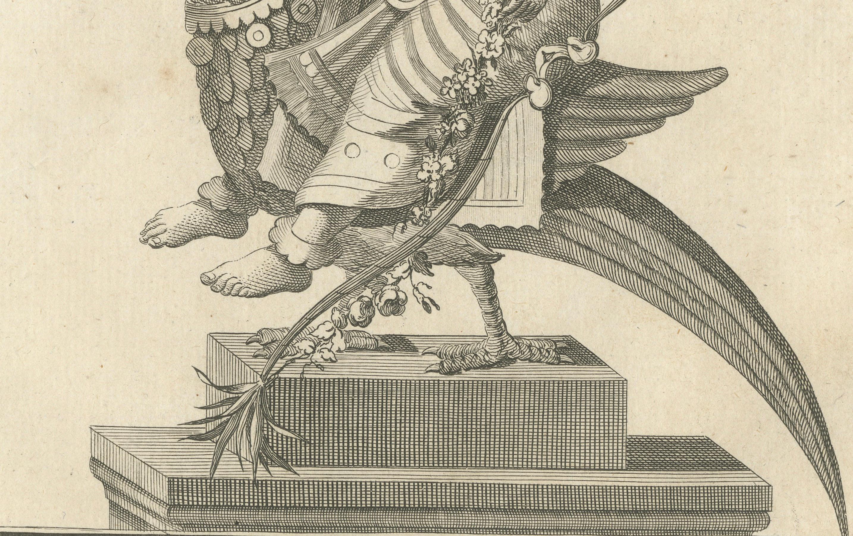 Magnifique imprimé ancien Kamadeva Love God de 1806, gravure hindoue, pièce de collection Bon état - En vente à Langweer, NL