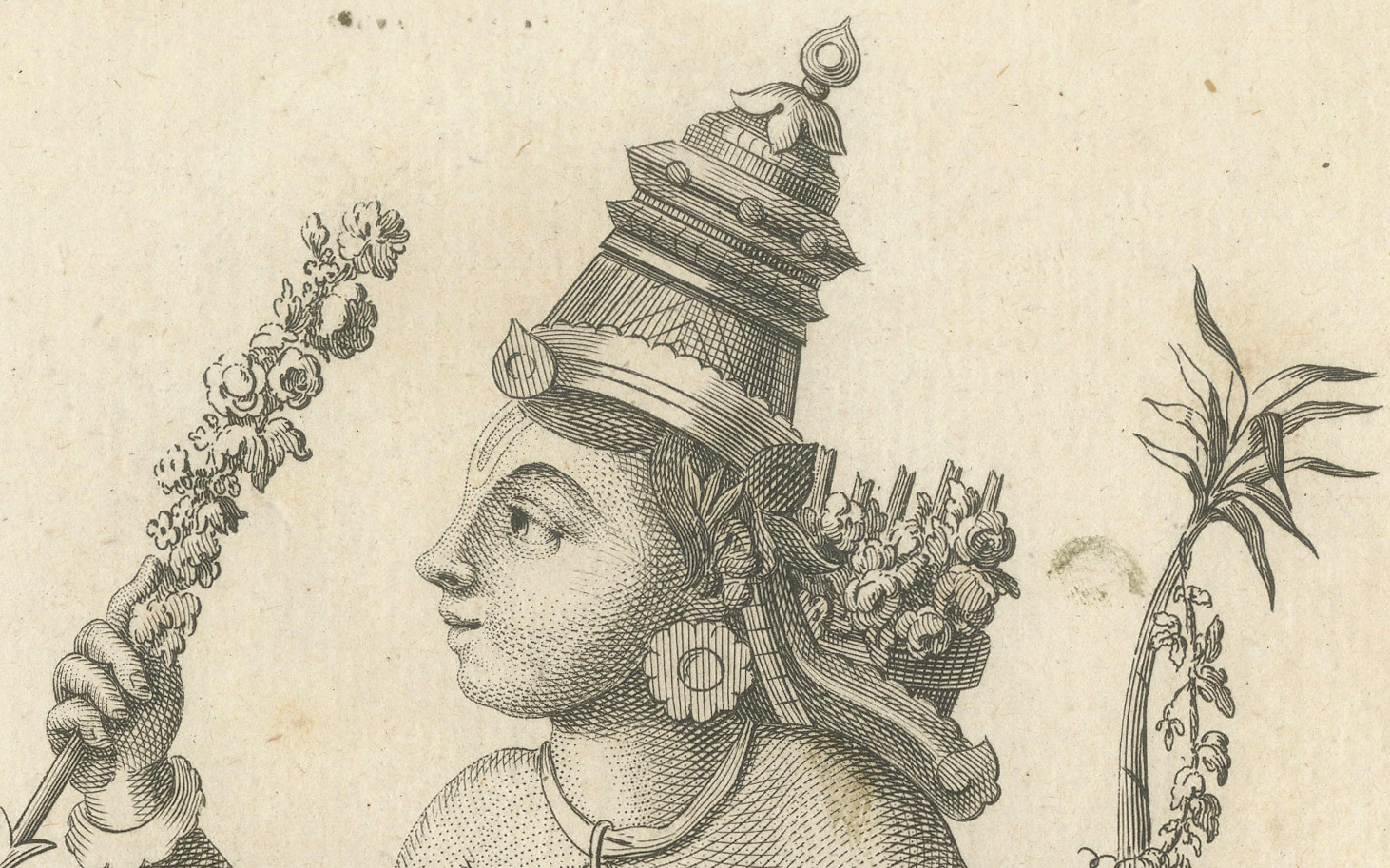 Papier Magnifique imprimé ancien Kamadeva Love God de 1806, gravure hindoue, pièce de collection en vente