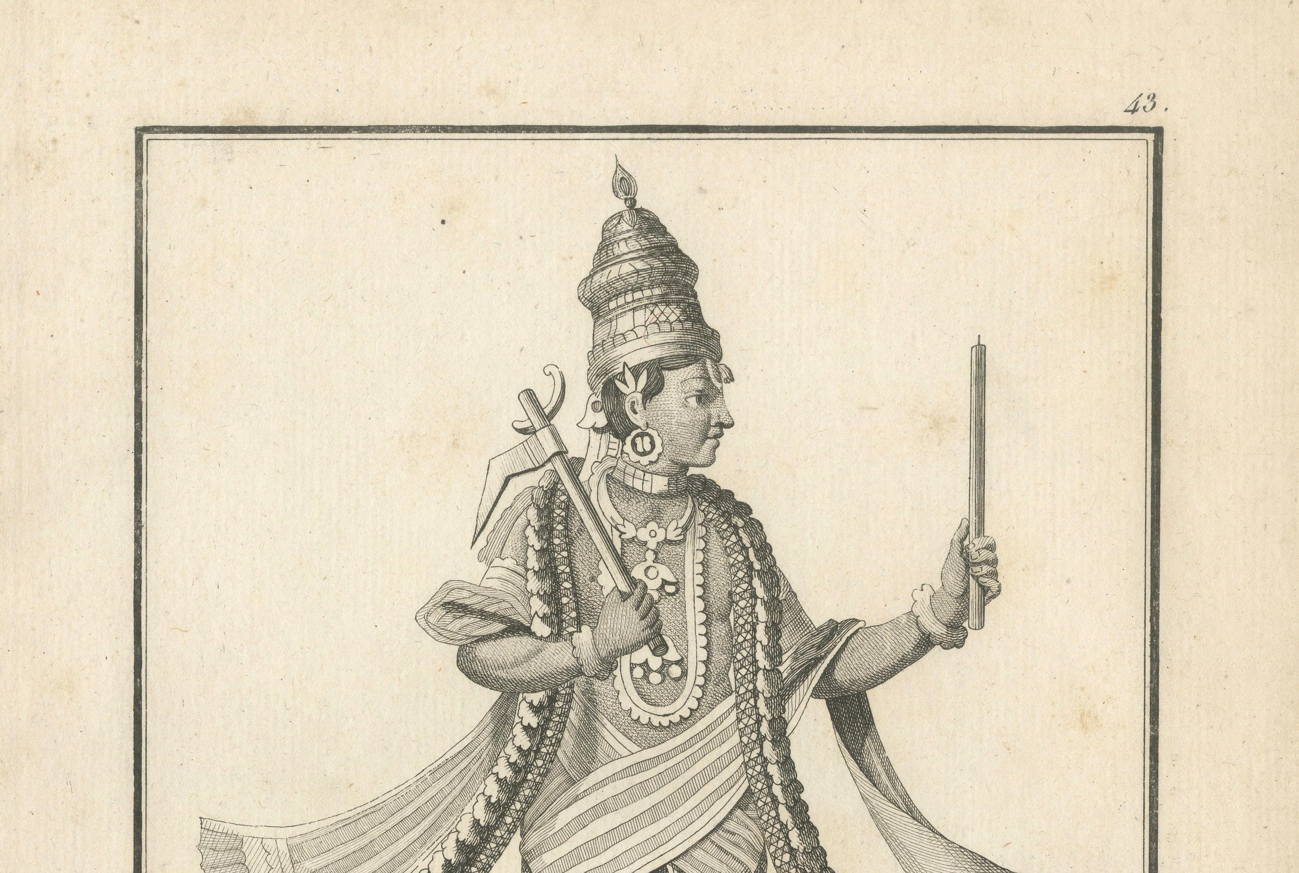 Gravure française de 1806 représentant Vishnu sous les traits de Balapatren : Une odyssée culturelle

Description : Cette exquise estampe ancienne, intitulée 