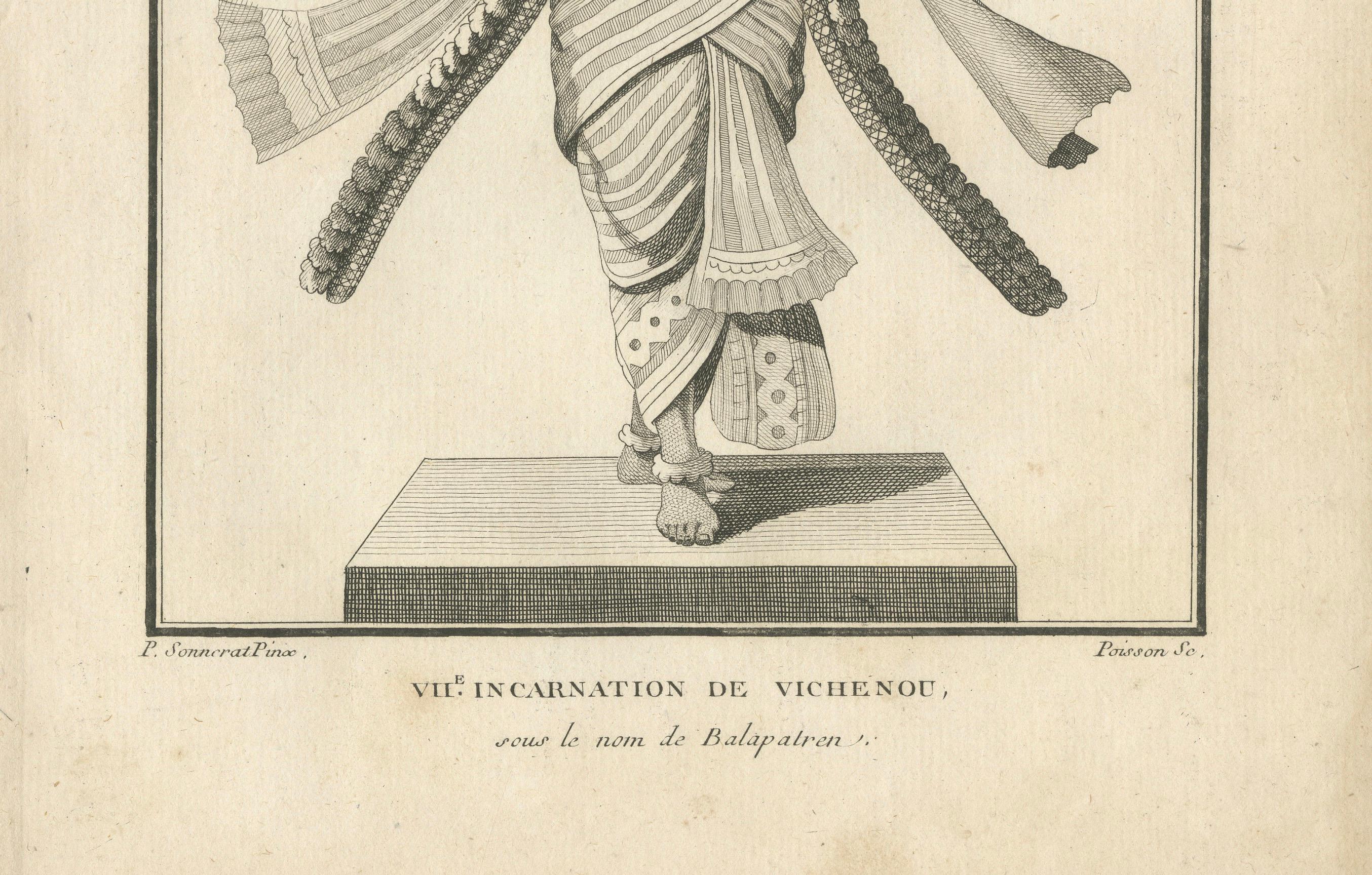 Gravé Gravure française de 1806 représentant Vishnu en Balapatren : une odyssée culturelle en vente