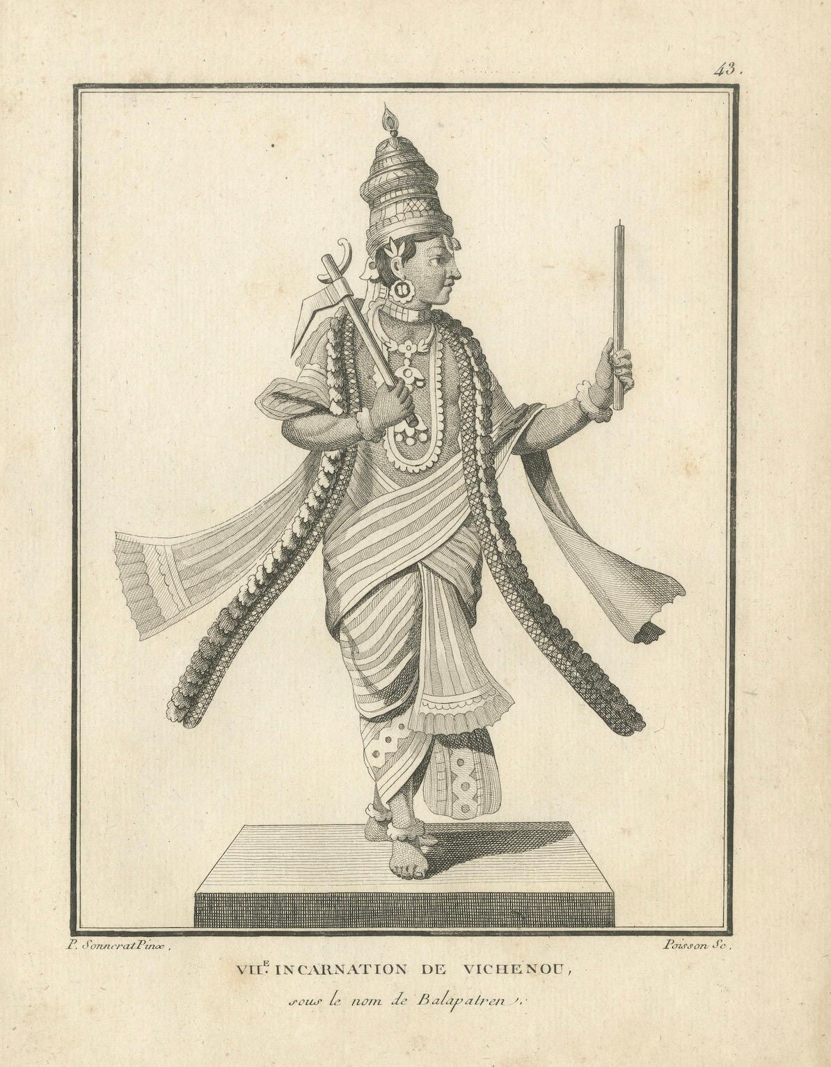 Gravure française de 1806 représentant Vishnu en Balapatren : une odyssée culturelle en vente 1