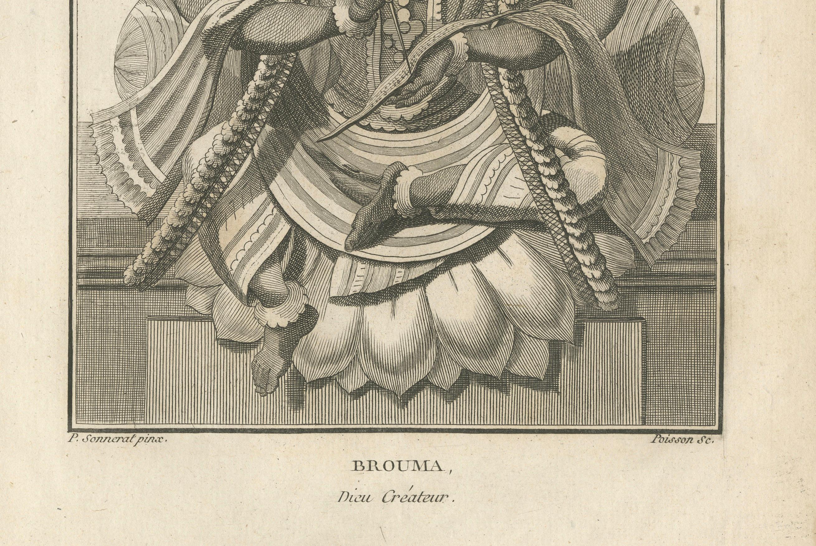 Gravé Exquise estampe Shiva et Vishnu Harihara de 1806 - trésor d'art hindou en vente