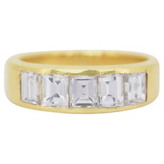 Exquise bague à 5 pierres en or jaune 18 carats avec diamants 1,80 carat certifiée IGI