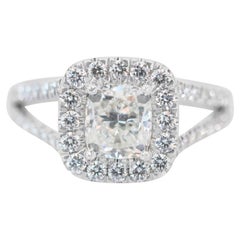 Exquisite 1.82ct Diamonds Halo Ring in 18k White Gold - IGI Certified