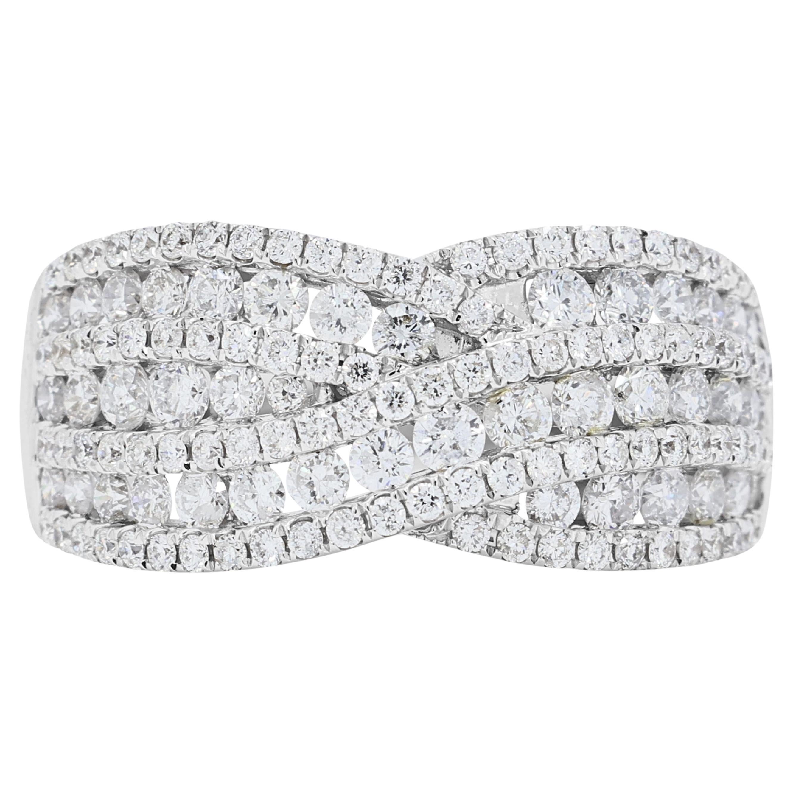 Exquisite 1.83ct Diamonds Cluster Ring in 18k White Gold