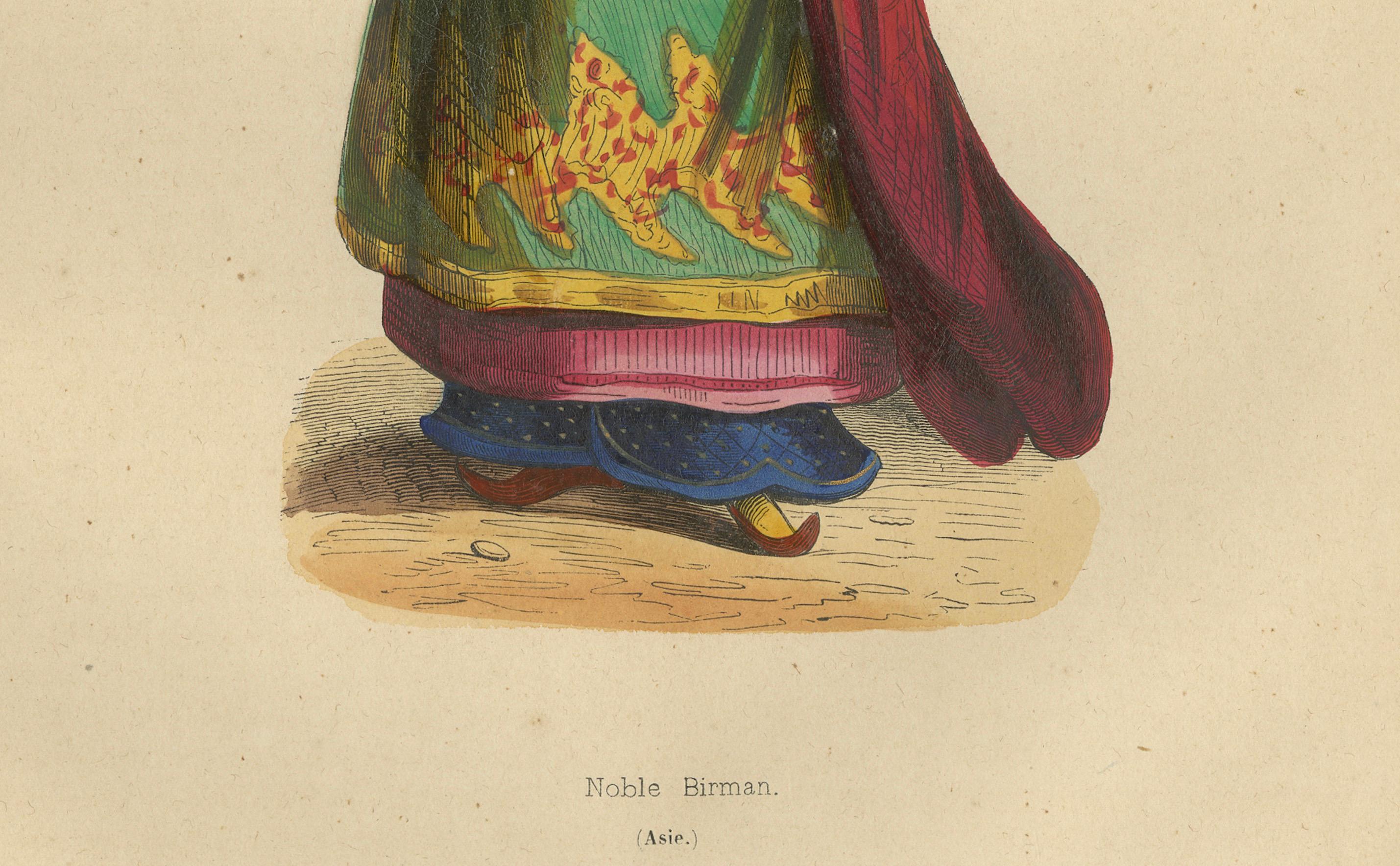Exquisite handkolorierte Lithografien edler Birmanen aus Myanmar aus dem Jahr 1844 im Angebot 1
