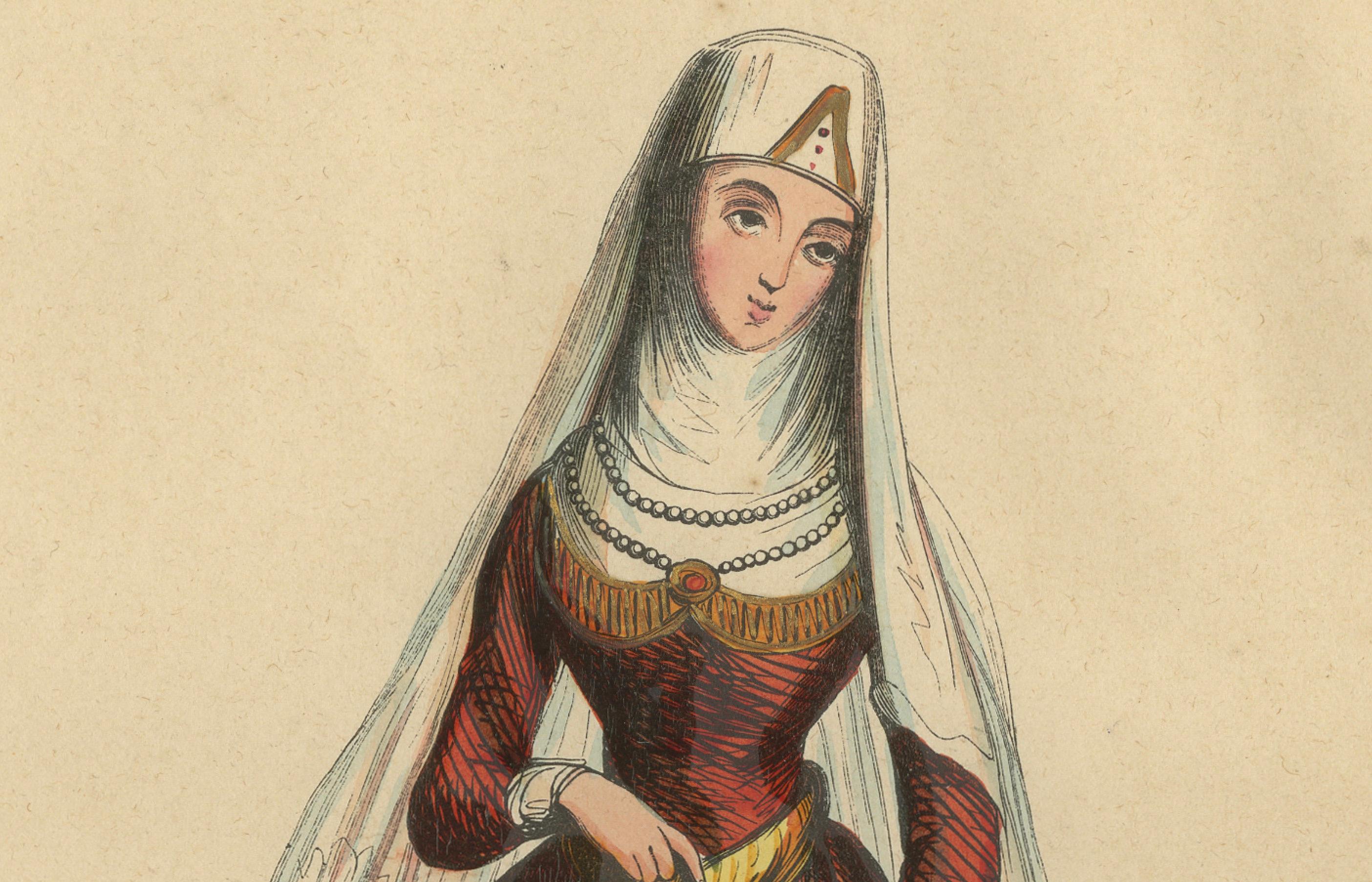 Exquisite 1844 Lithograph of Traditional Georgian Woman in Full Attire In Good Condition For Sale In Langweer, NL