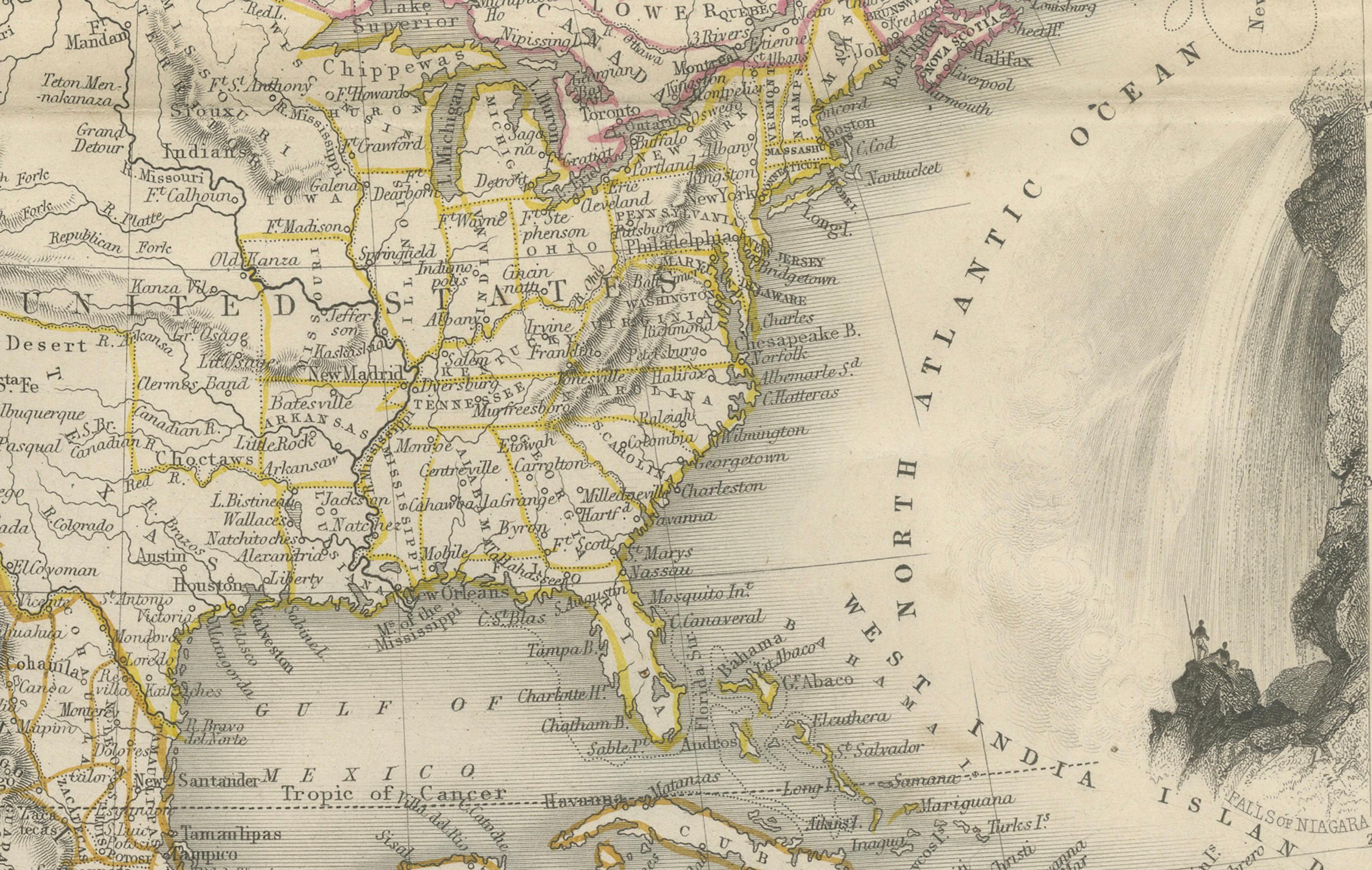 Engraved Exquisite 1850s Vintage Map of North America: A Victorian Cartographic Treasure