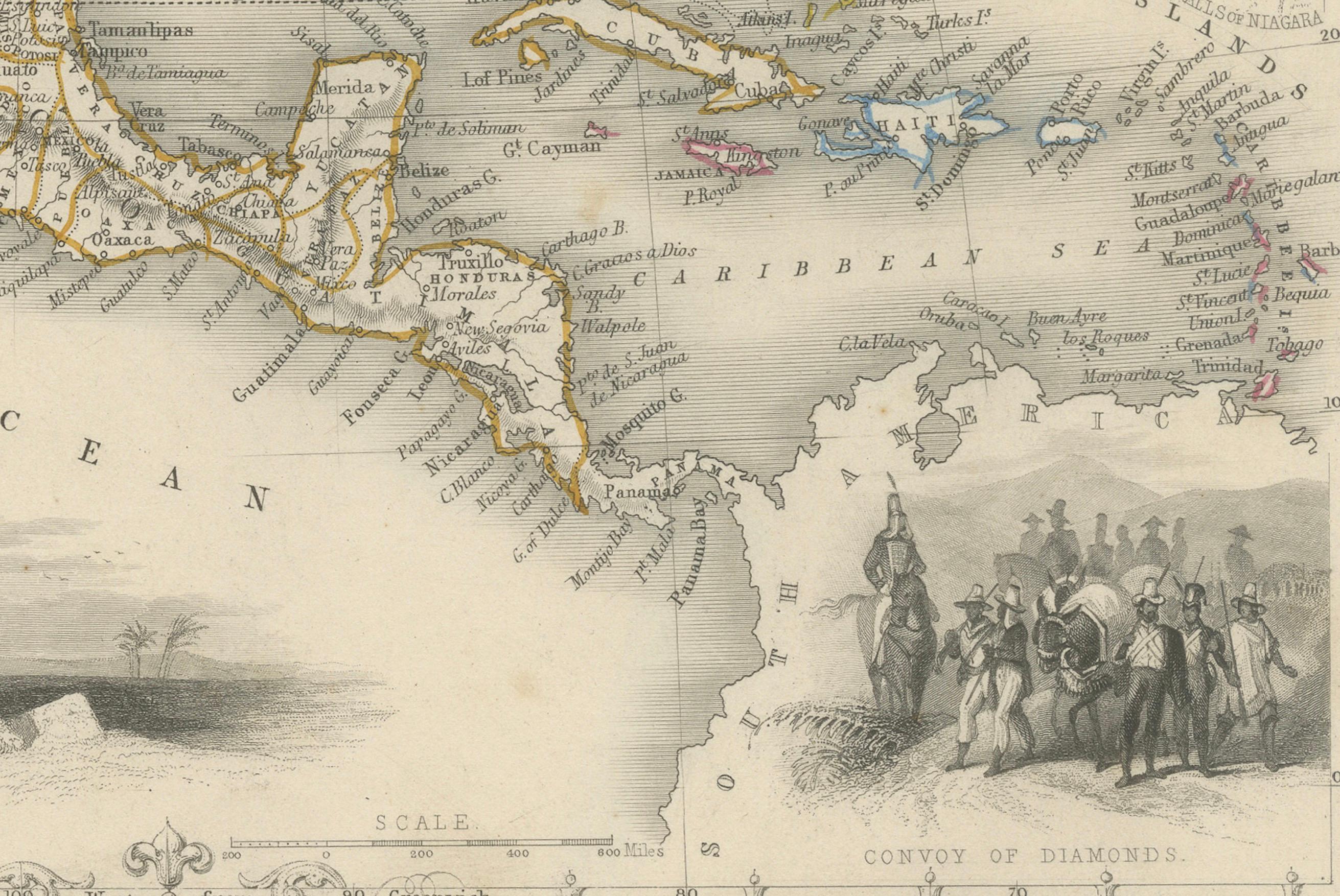 Exquisite 1850s Vintage Map of North America: A Victorian Cartographic Treasure In Good Condition In Langweer, NL
