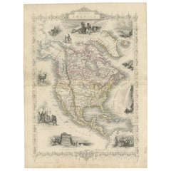 Exquisite 1850s Vintage Map of North America: A Victorian Cartographic Treasure