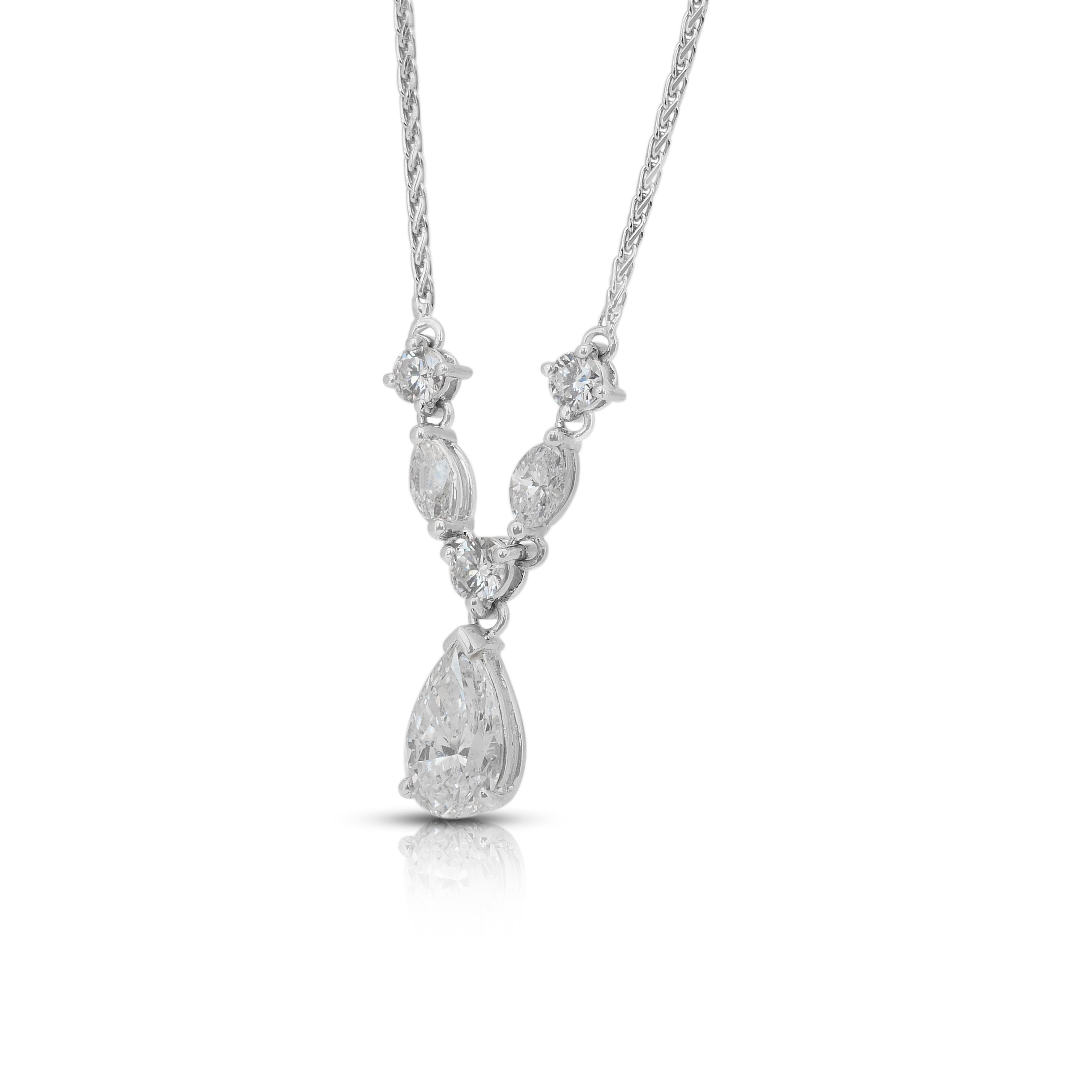 Magnifique collier avec pendentif en or blanc 18 carats et diamants 1,86 carat Neuf - En vente à רמת גן, IL