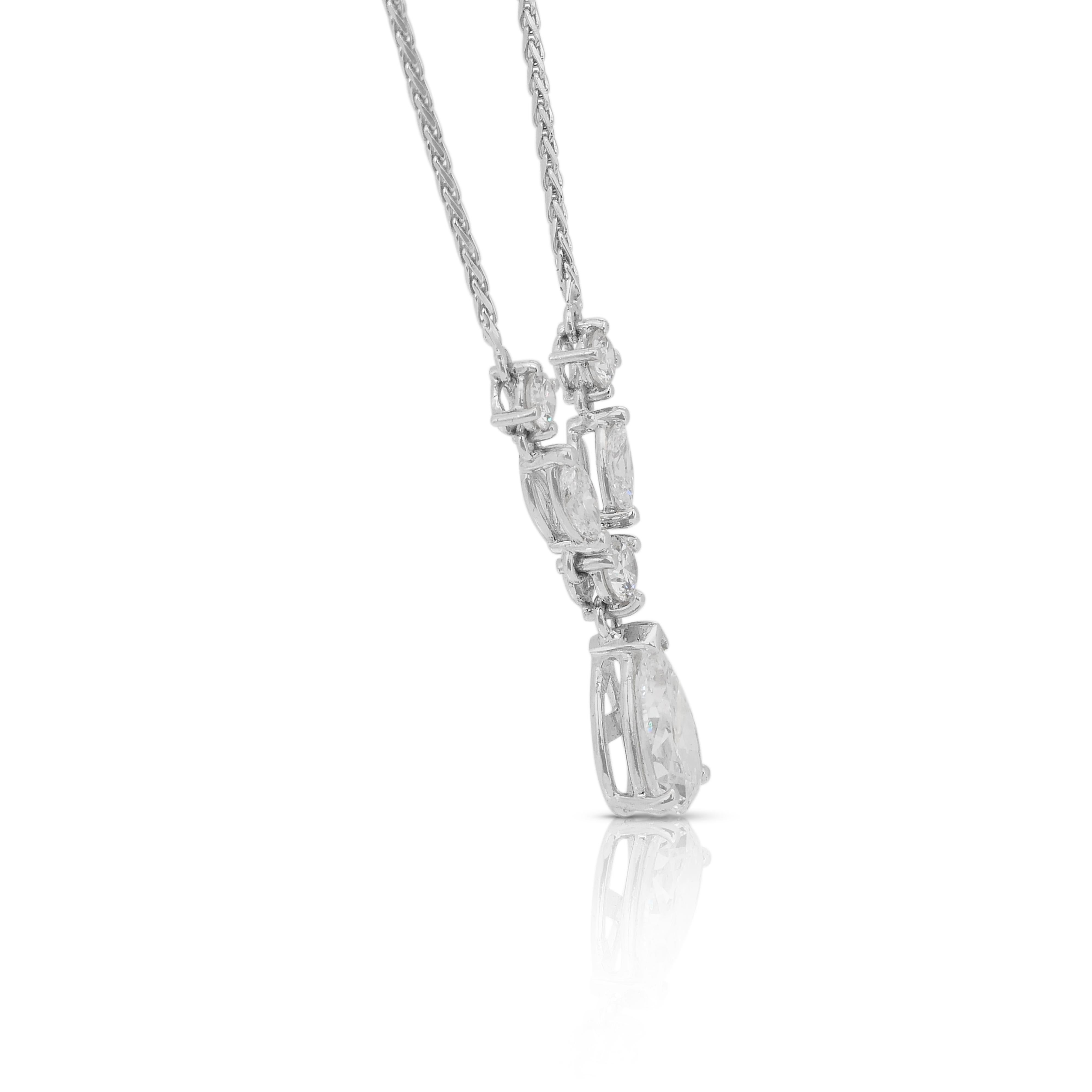 Magnifique collier avec pendentif en or blanc 18 carats et diamants 1,86 carat en vente 2