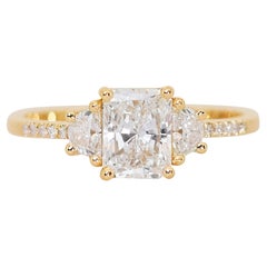 Exquisite 1.86ct Double Excellent Ideal Cut Diamonds 3-Stone Ring
