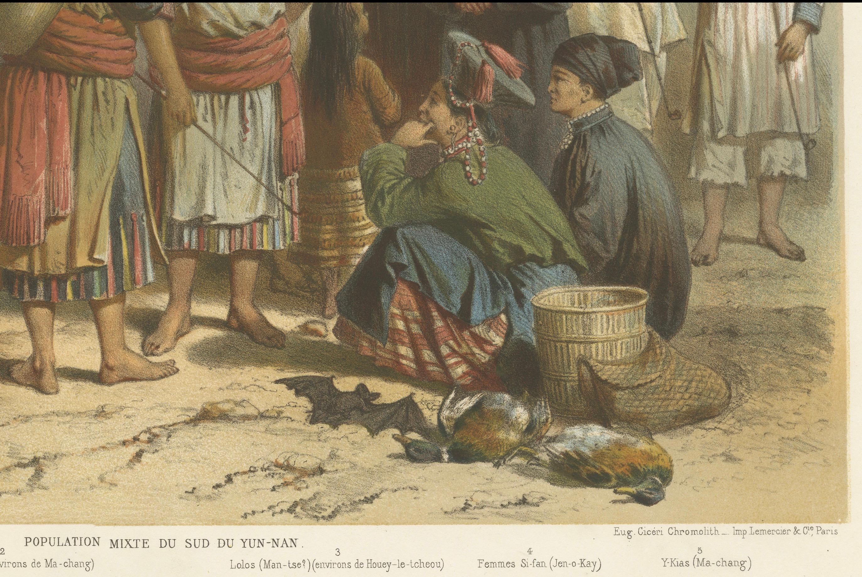 Exquisite 1873 Lithographs of People from Laos, Siam and Southern China In Good Condition For Sale In Langweer, NL