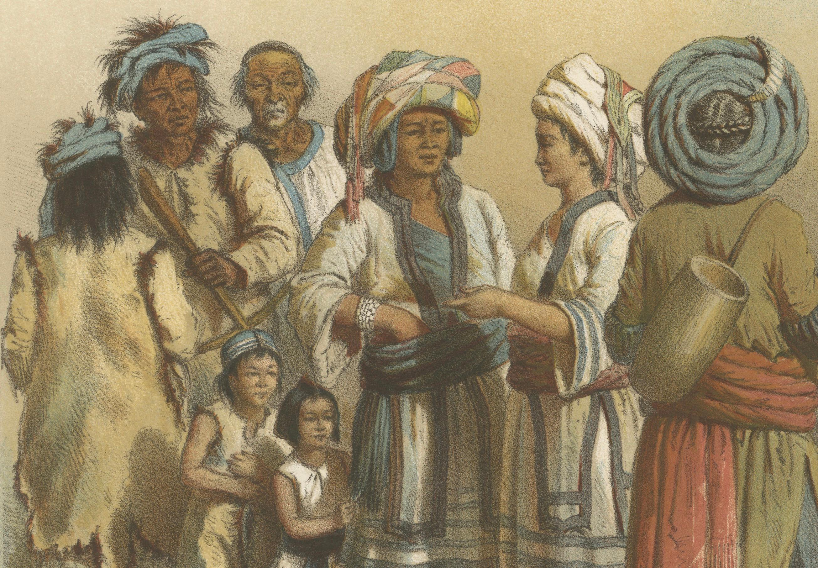 Paper Exquisite 1873 Lithographs of People from Laos, Siam and Southern China For Sale