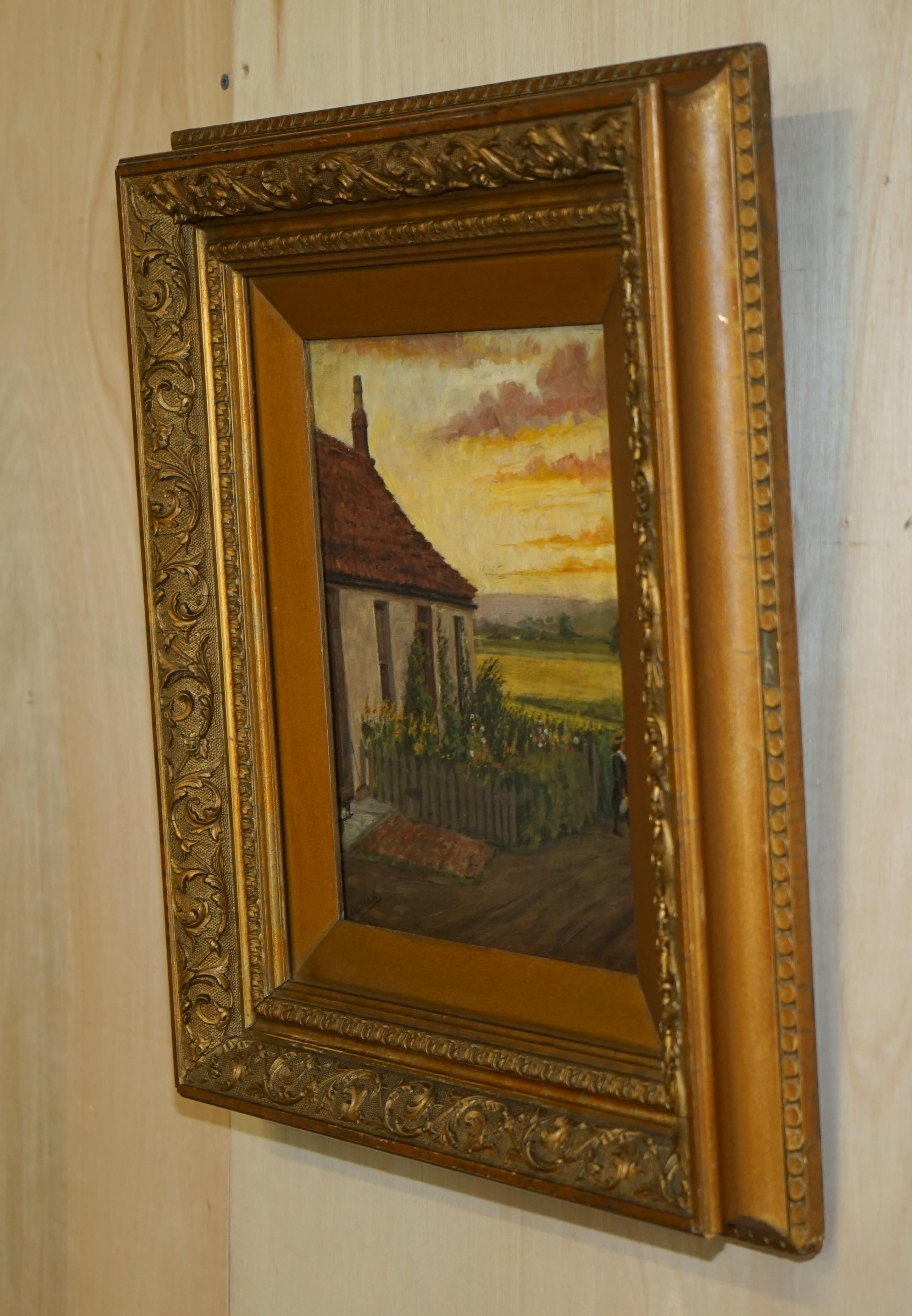 EXQUISITE 1894 SiGNED & DATED OIL ON CANVAS IN ORIGINAL FRAME OF FARM COTTAGE 4