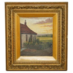 EXQUISITE 1894 SiGNED & DATED OIL ON CANVAS IN ORIGINAL FRAME OF FARM COTTAGE
