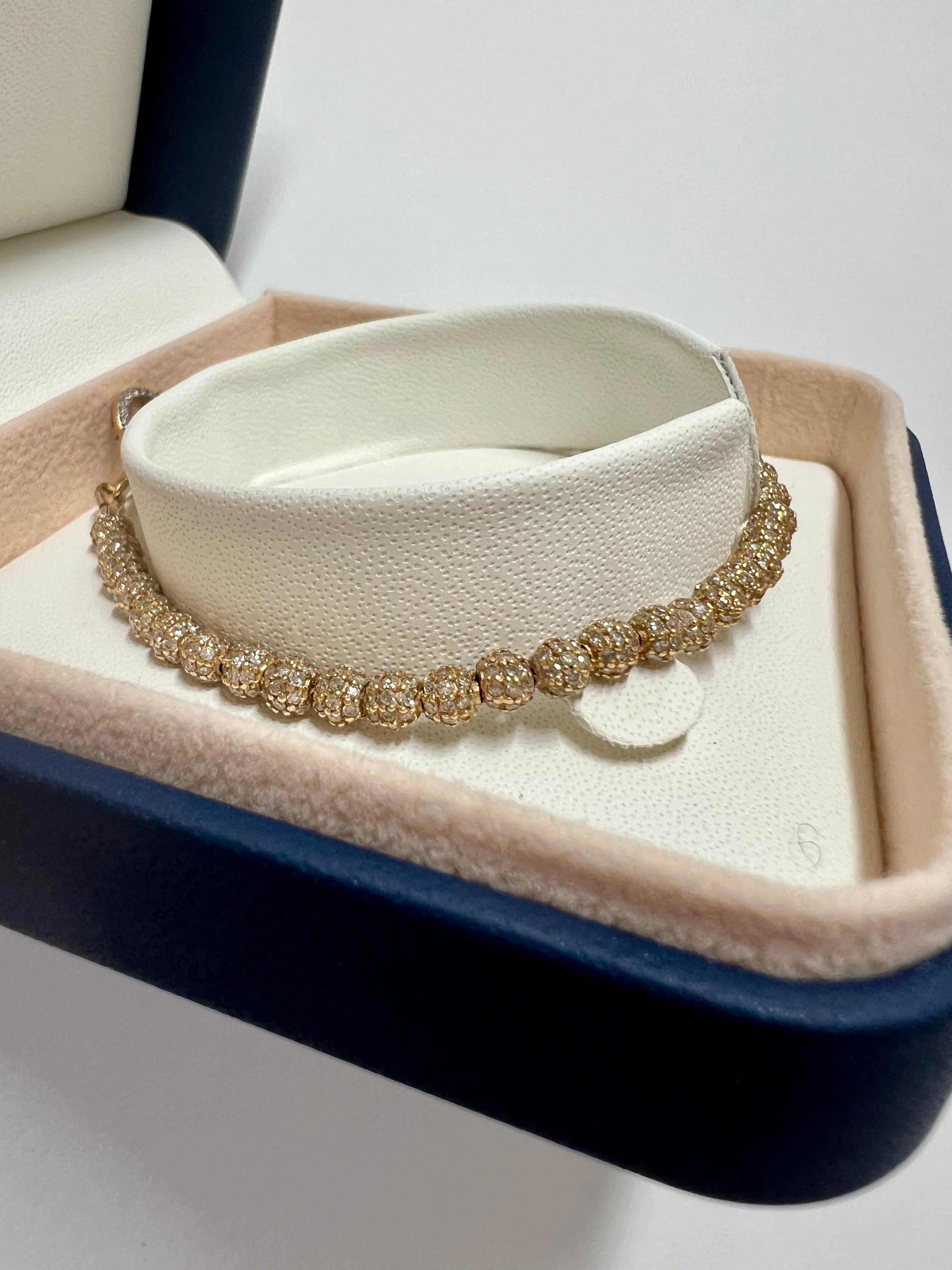 Exquisite 18 Karat Gelbgold, 6,5 Karat Diamant-Tennisarmband Damen im Angebot