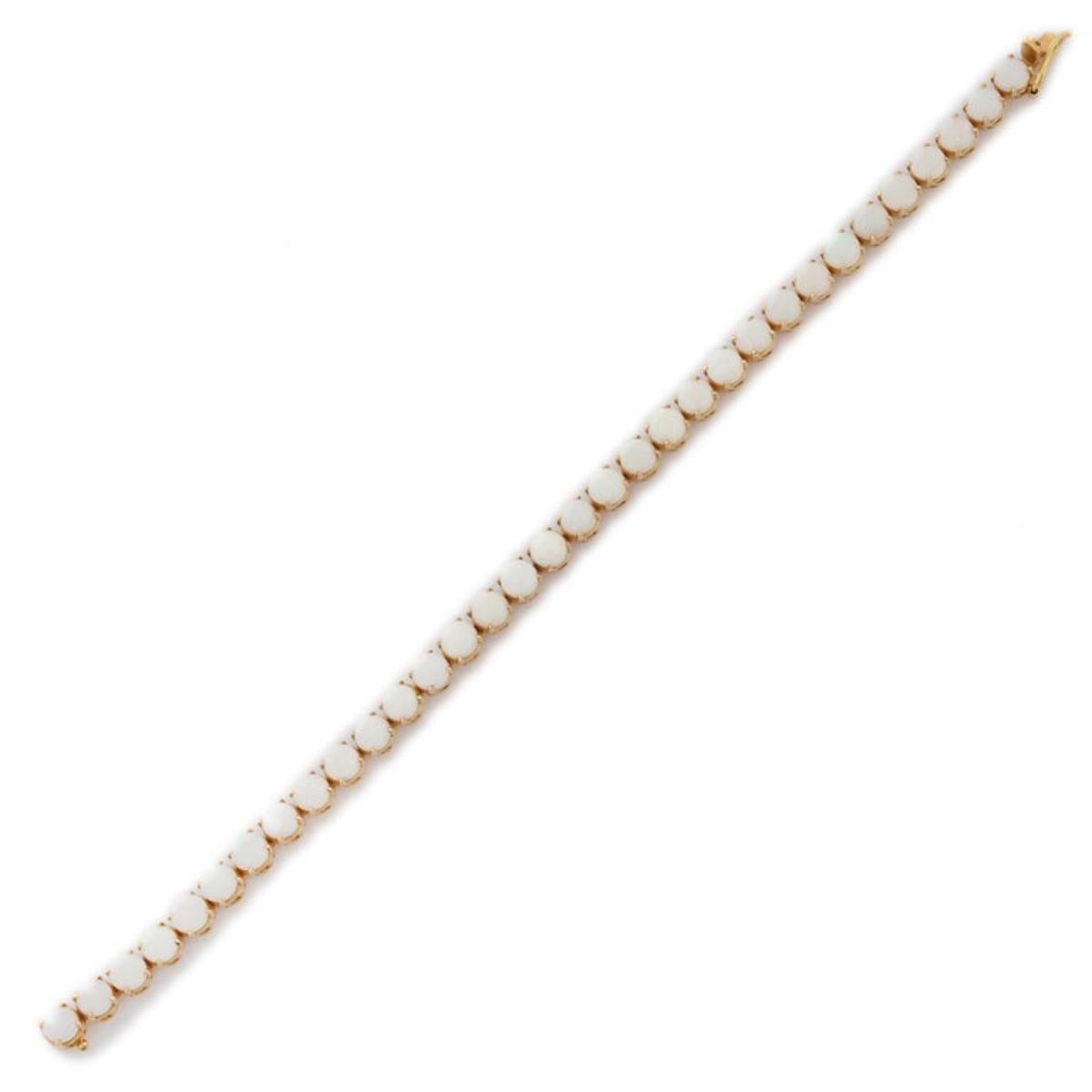 Exquisite 18k Solid Yellow Gold Round Cut Opal Tennis Bracelet Engagement Gift For Sale 2