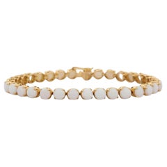 Exquisite 18k Solid Yellow Gold Round Cut Opal Tennis Bracelet Engagement Gift