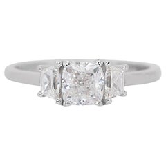 Exquisite 18K White Gold 3-Stone Diamond Ring with 1.24ct- GIA Certified 