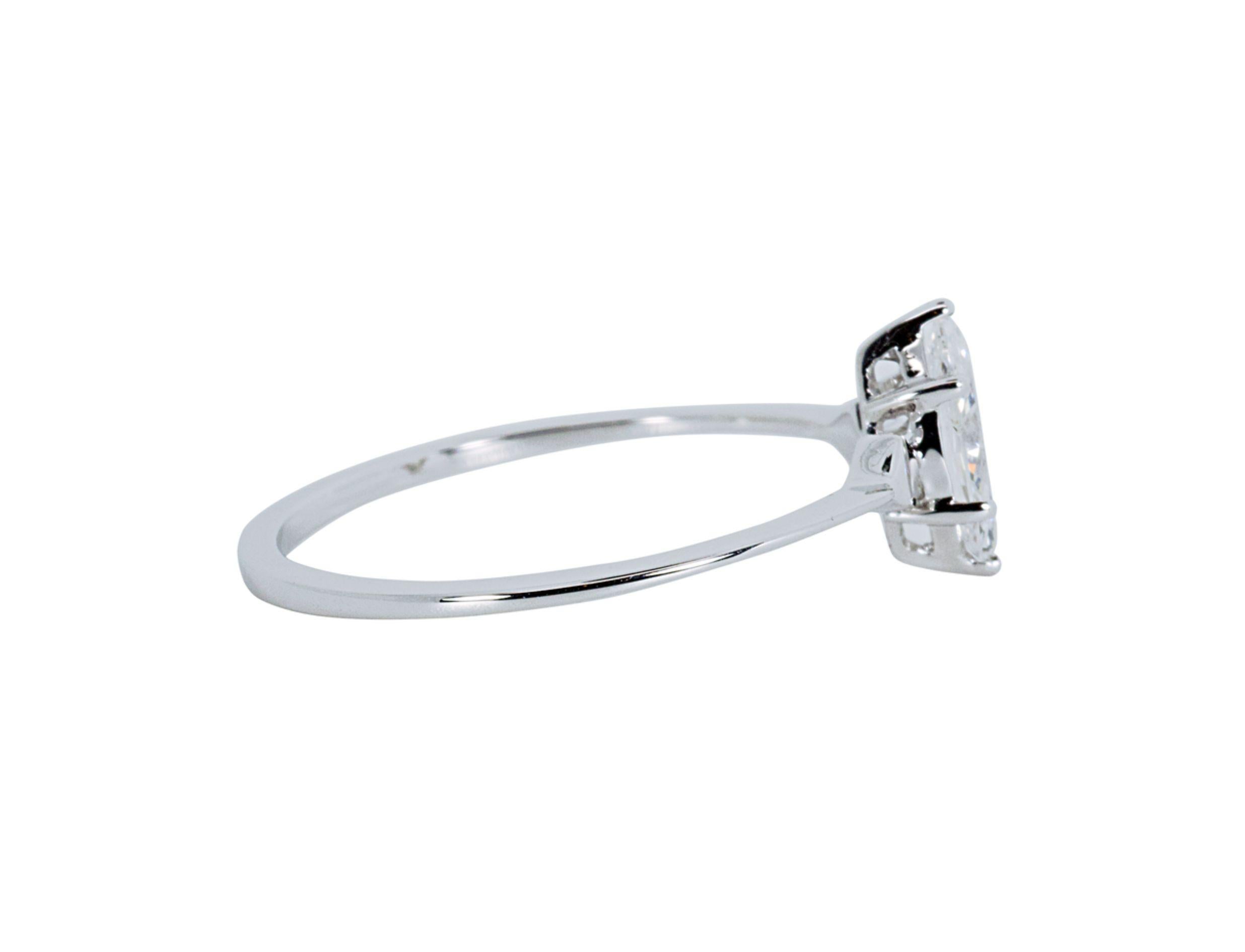 Women's Exquisite 18K White Gold .36ct Marquise Diamond Ring For Sale