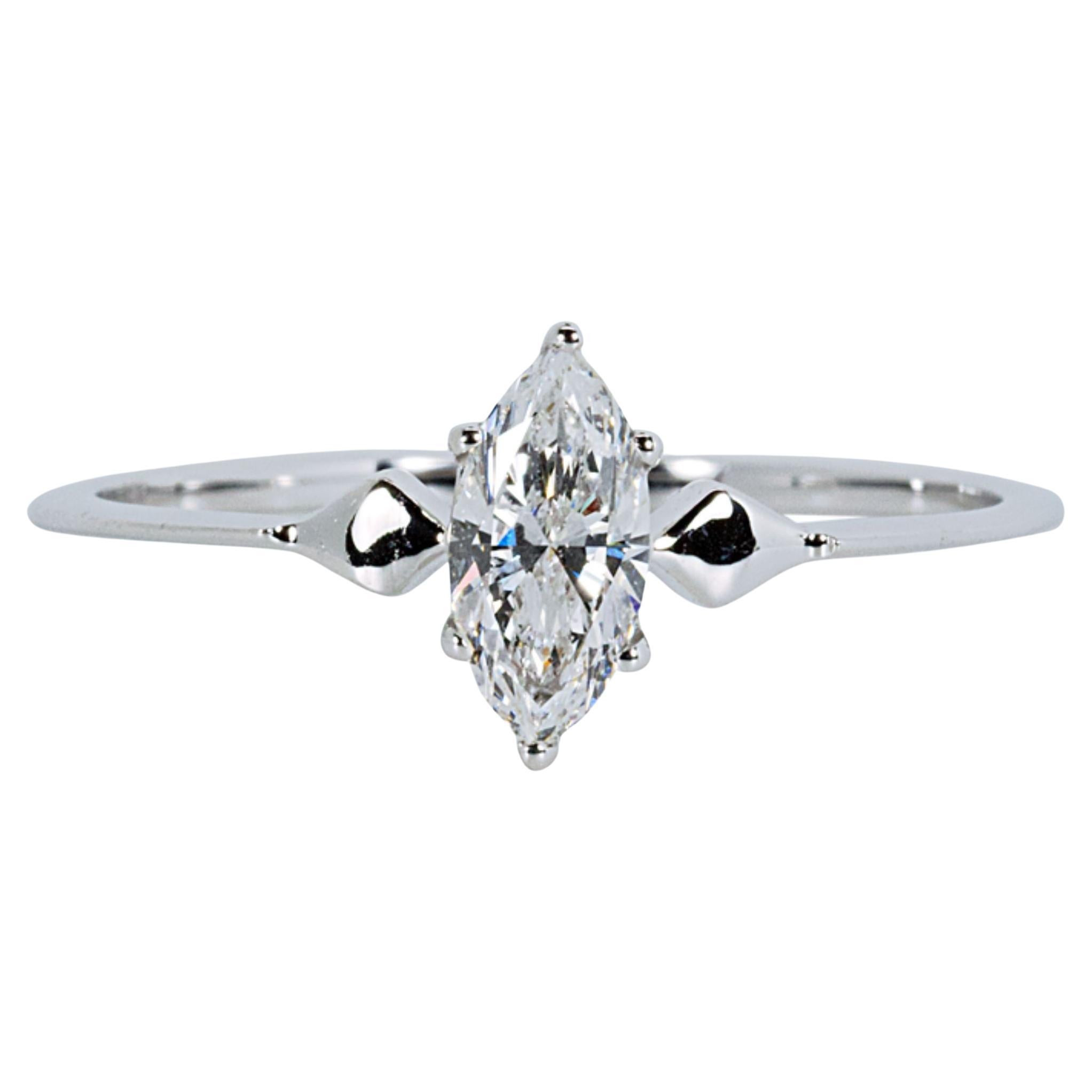 Exquisite 18K White Gold .36ct Marquise Diamond Ring