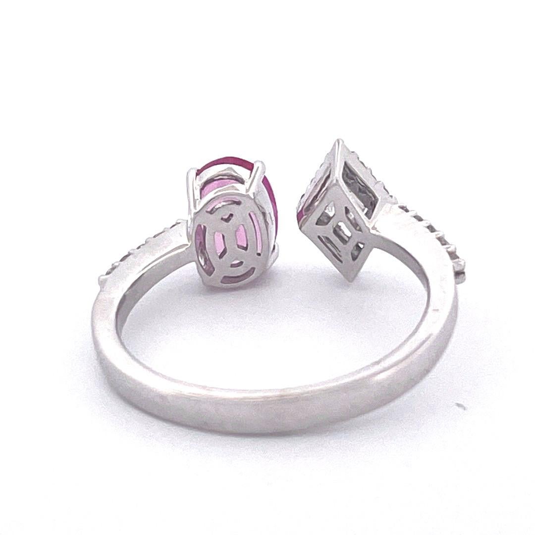 Modern 18k White Gold Diamond and Ruby Ring For Sale