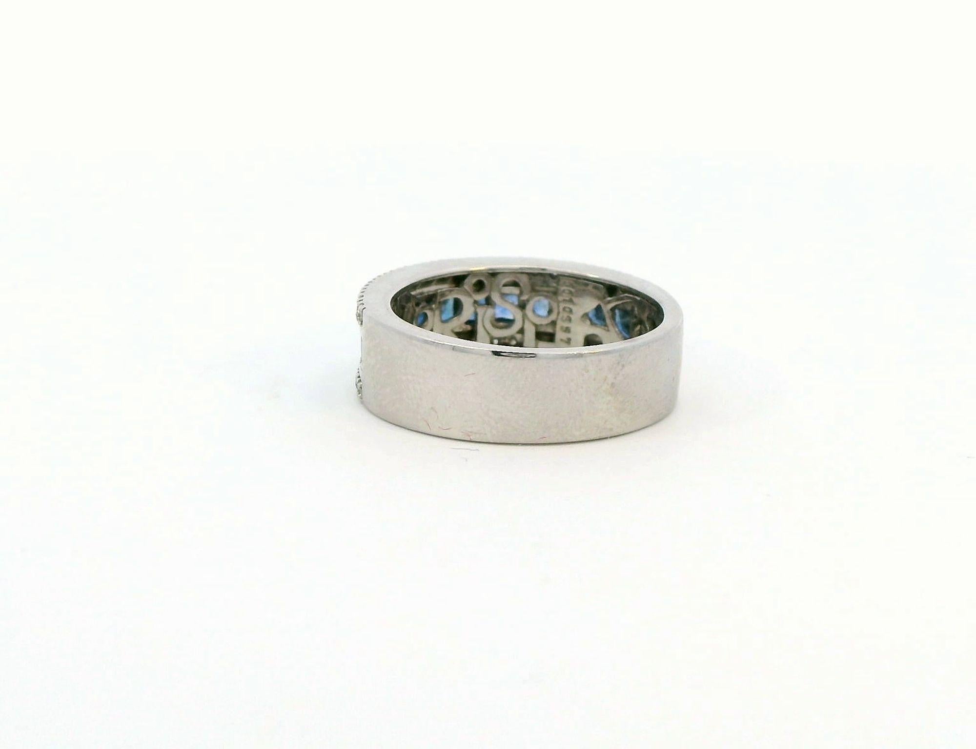 Women's Exquisite 18k White Gold Diamond and Sapphire Eternity Band Ring For Sale
