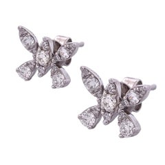 Exquisite 18k White Gold Diamond Butterfly Earrings