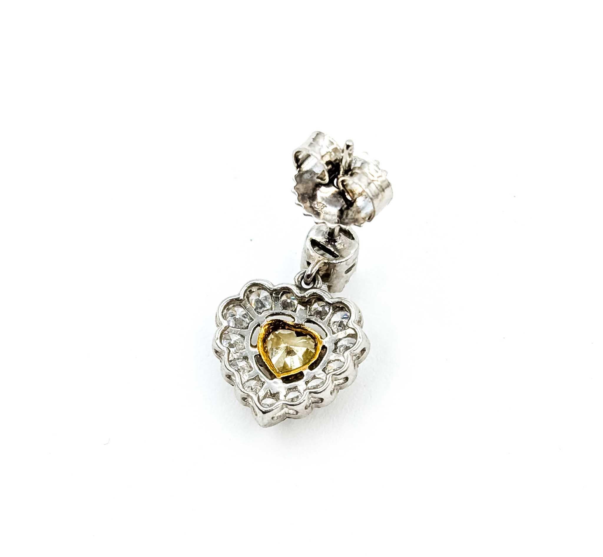 De las mujeres Exquisitos Pendientes Colgantes Corazón de Diamantes de Oro Blanco de 18k en venta