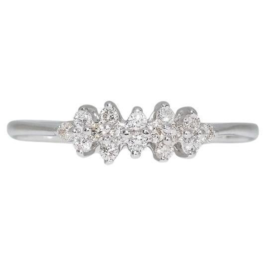 Exquisite 18K White Gold Diamond Ring with 0.20ct Natural Diamond For Sale