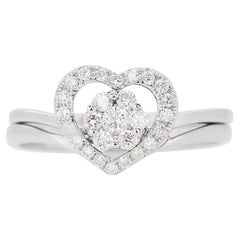 Exquisite 18K White Gold Heart Ring with 0.50ct Round Brilliant Natural Diamonds