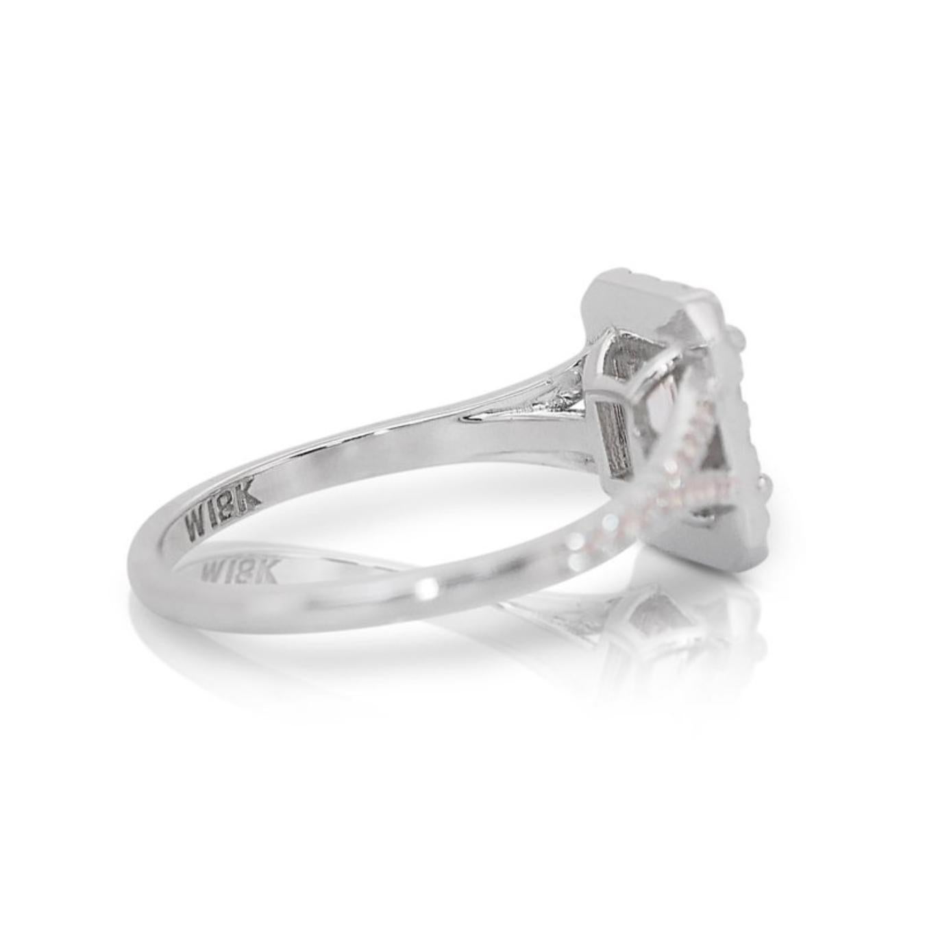Exquisiter Halo-Ring aus 18 Karat Weißgold mit natürlichem Diamanten mit/1,30 Karat - GIA zertifiziert im Angebot 2