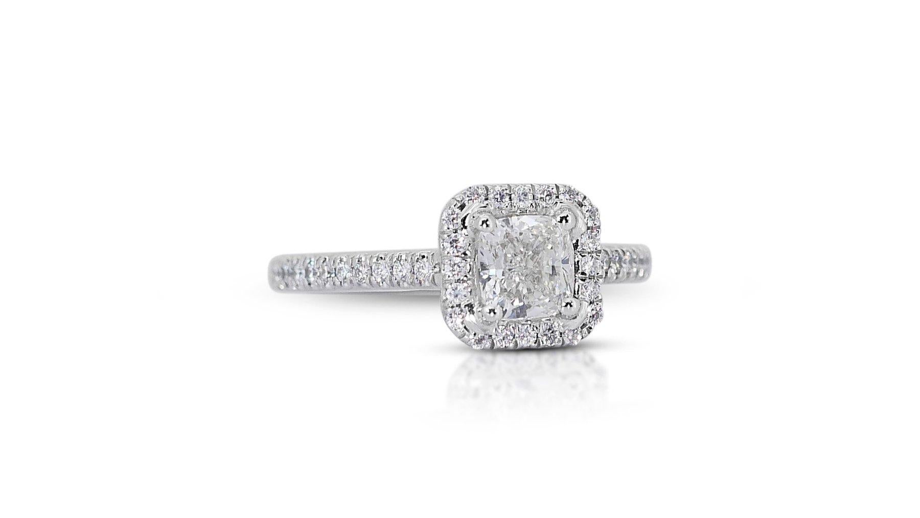 Exquisite 18K White Gold Natural Diamond Halo Ring w/1.80 Carat - GIA Certified

Elevate your style and make a statement of refined elegance with this exquisite diamond halo ring. At its core, this exquisite ring features a resplendent 1.20-carat