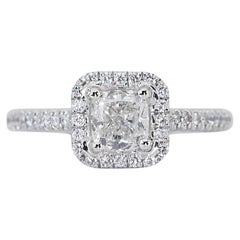 Exquisite 18K White Gold Natural Diamond Halo Ring w/1.80 Carat - GIA Certified
