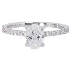 Exquisite 18k White Gold Natural Diamond Pave Ring w/1.26 ct - GIA Certified