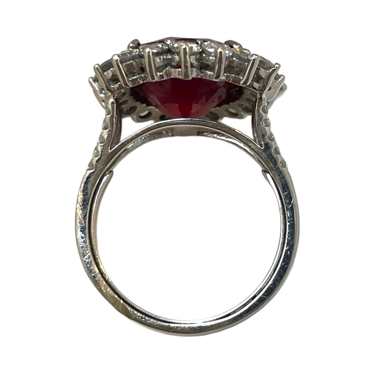 Exquisite 18K White Gold Ring with 11.51 Carat Ruby and Diamond Accent In New Condition For Sale In New York, NY