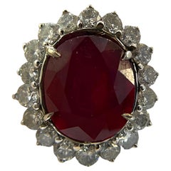 Exquisite 18K White Gold Ring with 11.51 Carat Ruby and Diamond Accent