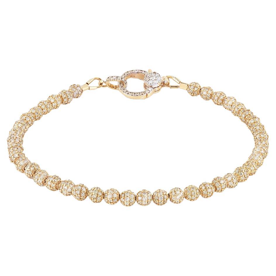 Bracelet tennis exquis en or jaune 18 carats, diamants 6,5 carats