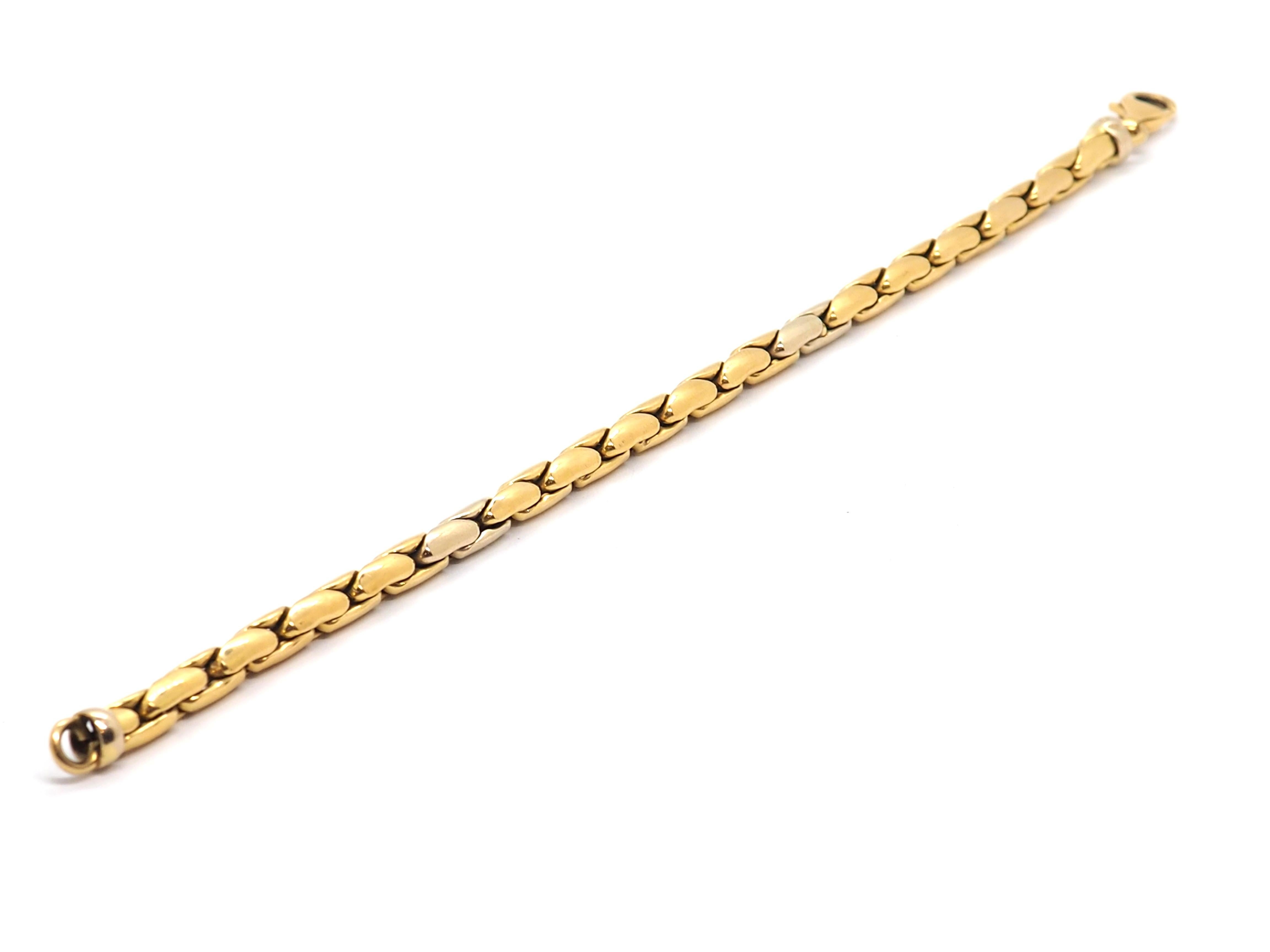 Bracelet rétro en or jaune et blanc 18 carats en vente 2