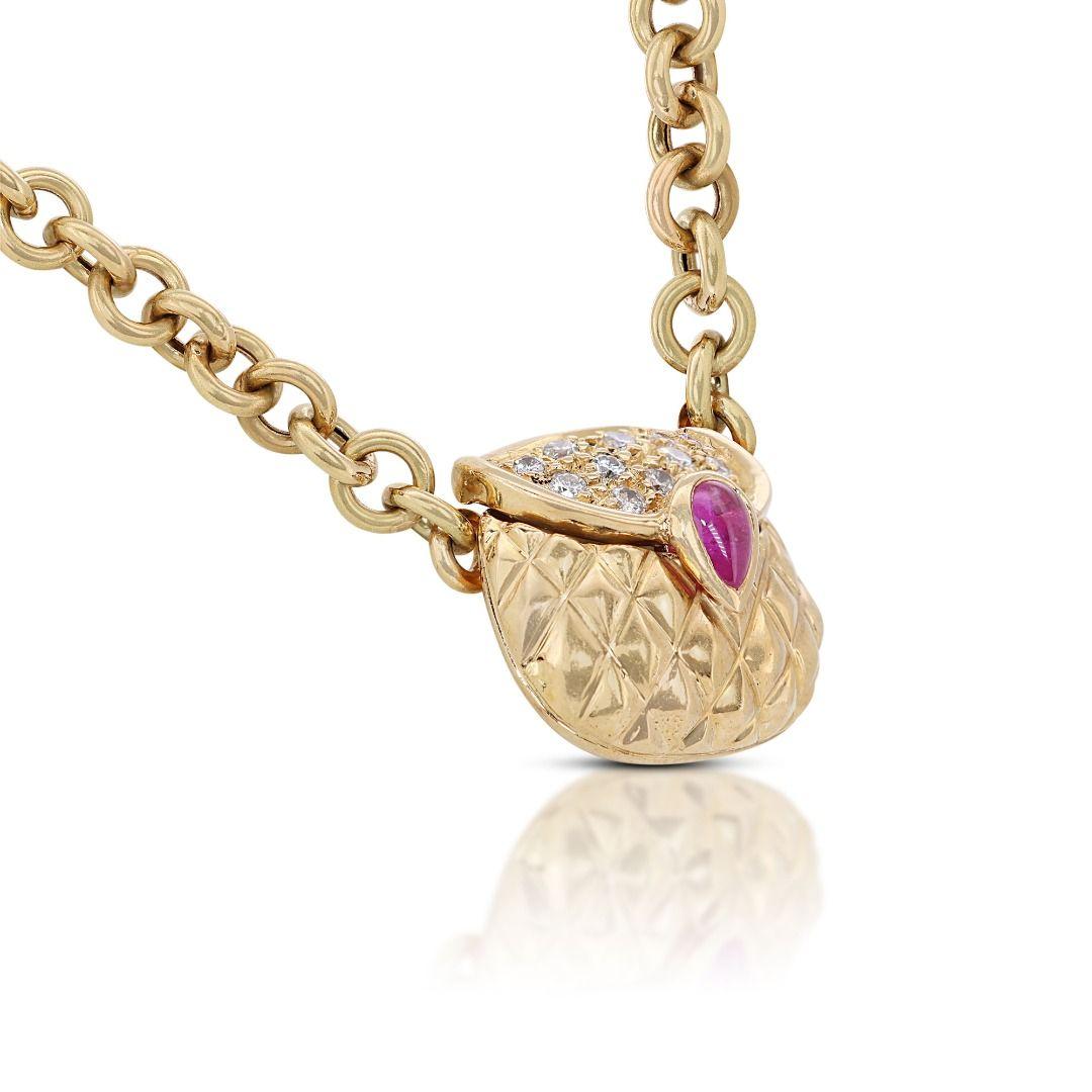 Exquisite Halskette aus 18 Karat Gelbgold mit 0,35 Karat Prinzessin- und rundem Diamant (Carréschliff) im Angebot