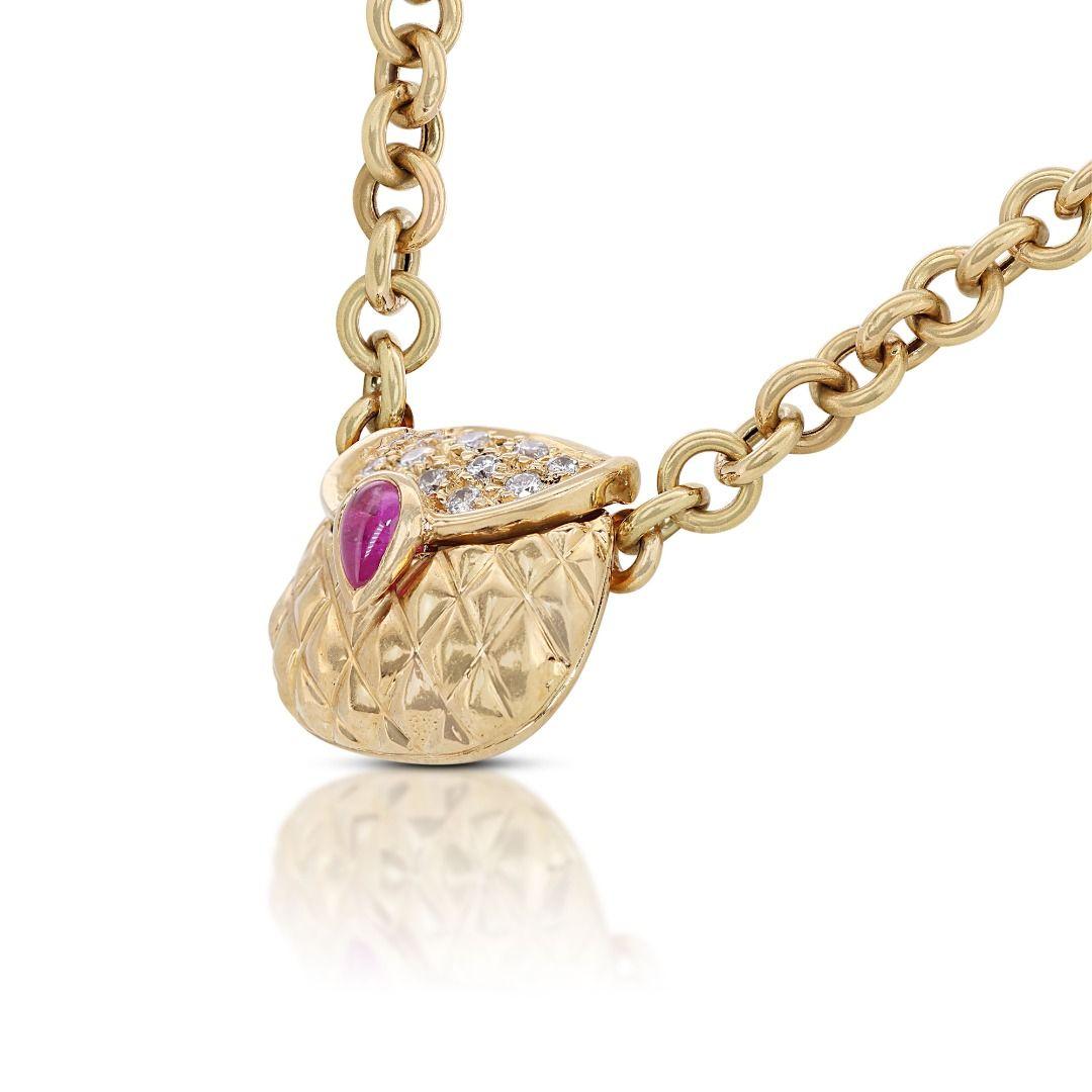 Exquisite 18K Yellow Gold Necklace with 0.35ct Princess and Round Diamond In New Condition For Sale In רמת גן, IL