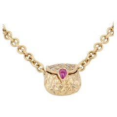 Exquisite Halskette aus 18 Karat Gelbgold mit 0,35 Karat Prinzessin- und rundem Diamant