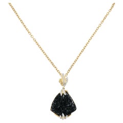 Exquisite 18K Yellow Gold Pendant with Hematite and Diamonds by Victor Velyan