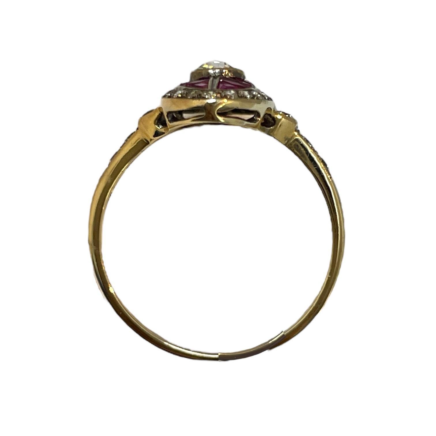 Exquisiter Ring aus 18 Karat Gelbgold mit Rubin und Diamant 1