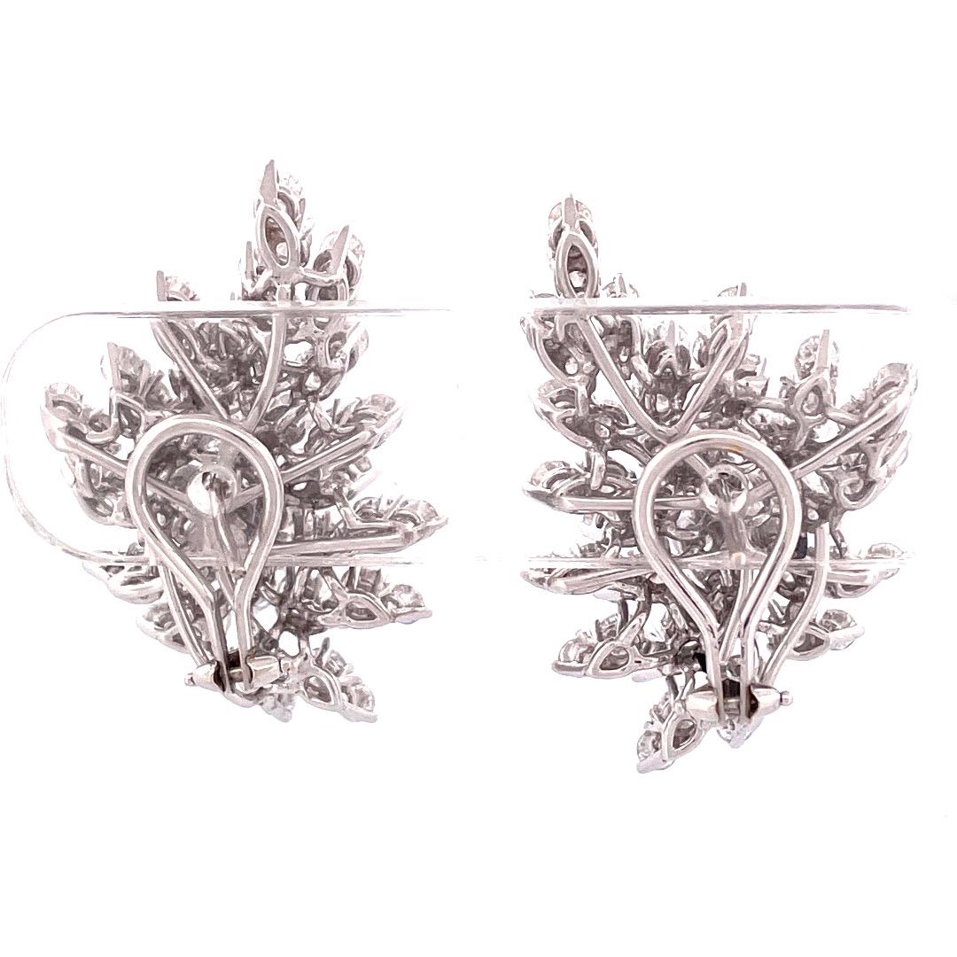 Exquisite 18kt White Gold Flame Diamond Earrings with 9.50 tcw Diamonds In New Condition For Sale In New York, NY