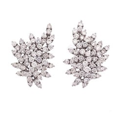 Exquisite 18kt White Gold Flame Diamond Earrings with 9.50 tcw Diamonds