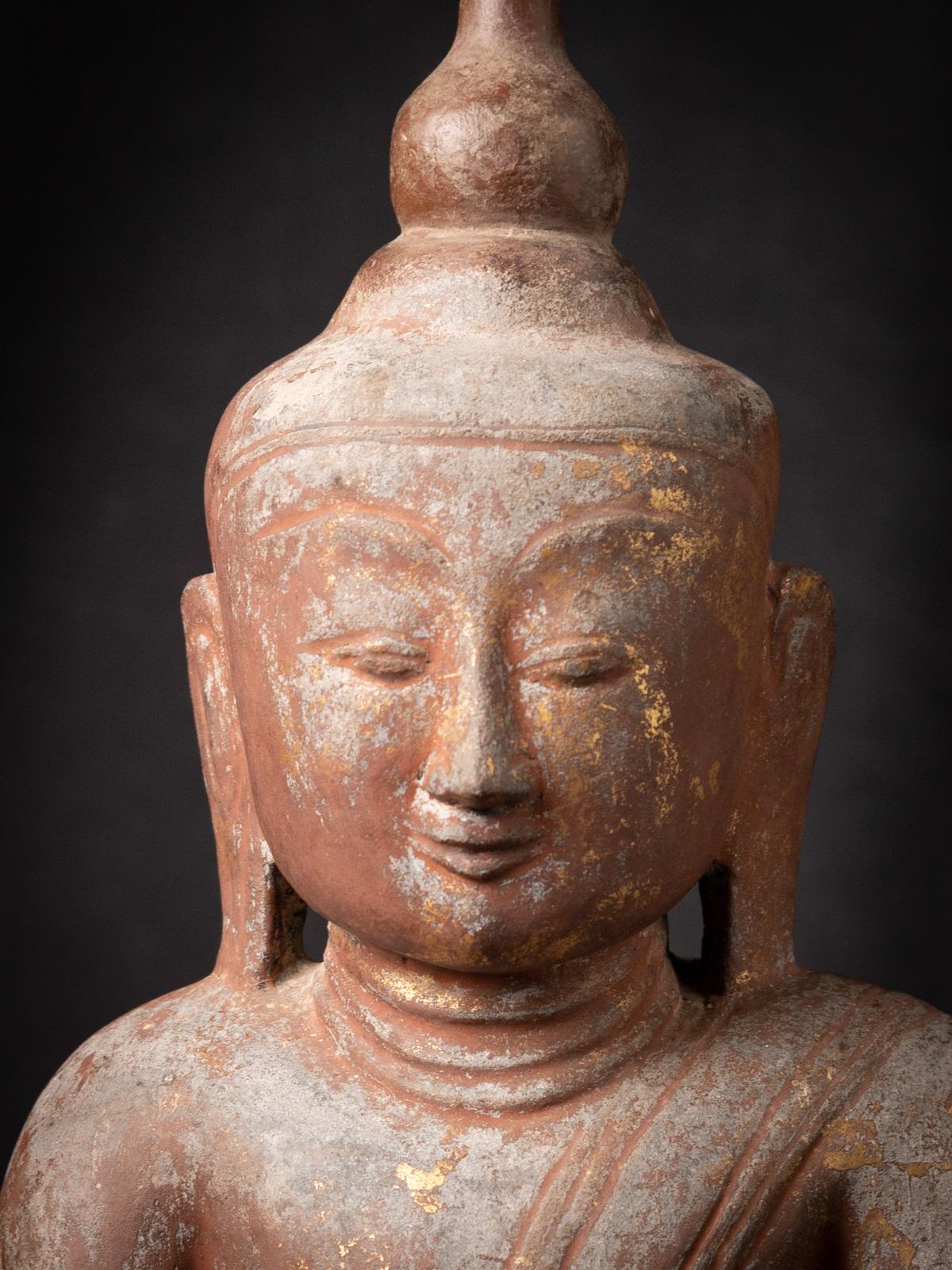 Exquisite 18th Century Burmese Sandstone Buddha Statue with Shan Tai Yai Style 6