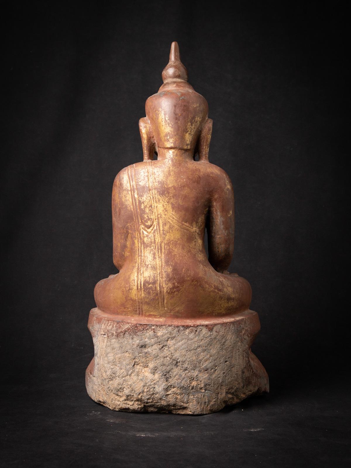 18th Century and Earlier Exquisite 18th Century Burmese Sandstone Buddha Statue with Shan Tai Yai Style For Sale